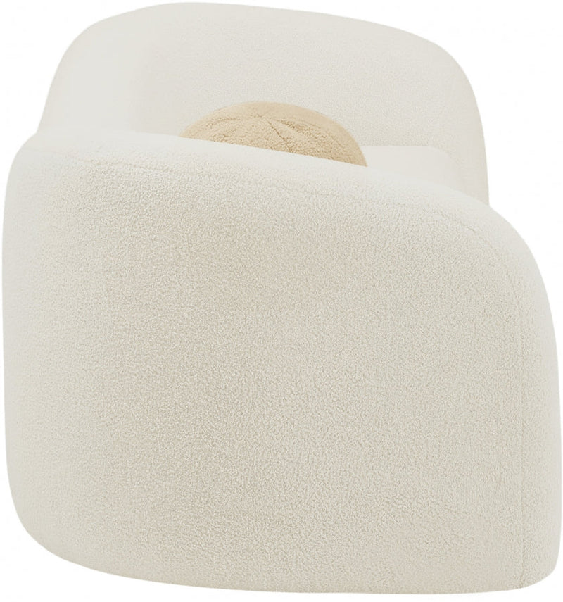Kali 86" Faux Shearling Teddy Fabric Upholstered Sofa in Cream - 186Cream-S