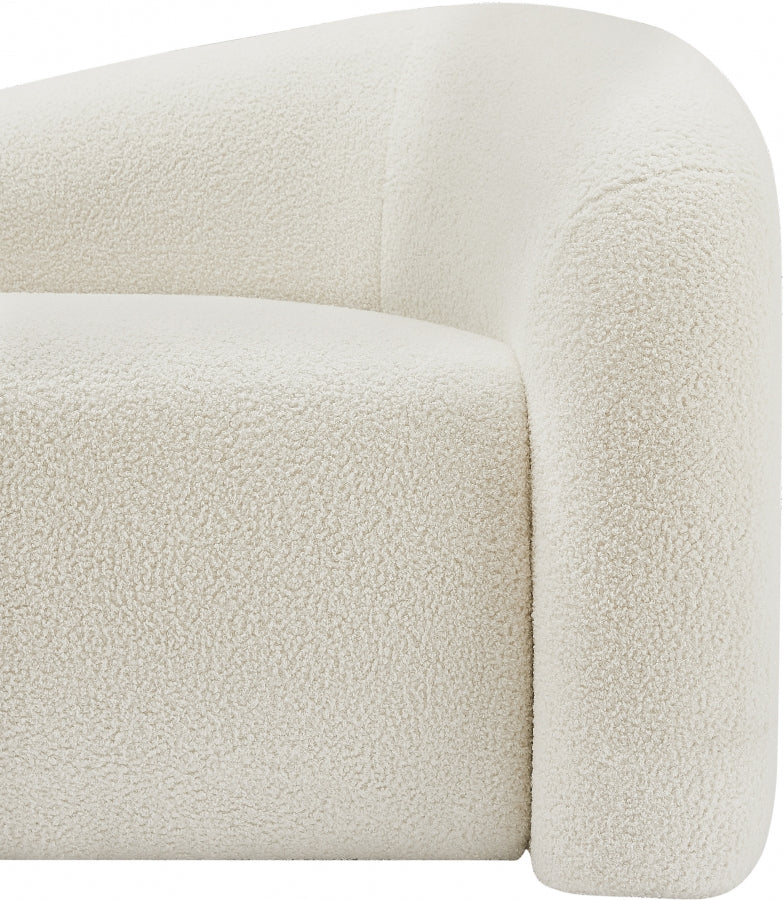 Kali 86" Faux Shearling Teddy Fabric Upholstered Sofa in Cream - 186Cream-S