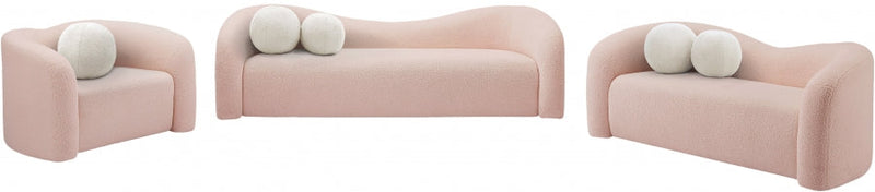 Kali 86" Faux Shearling Teddy Fabric Upholstered Sofa in Pink - 186Pink-S