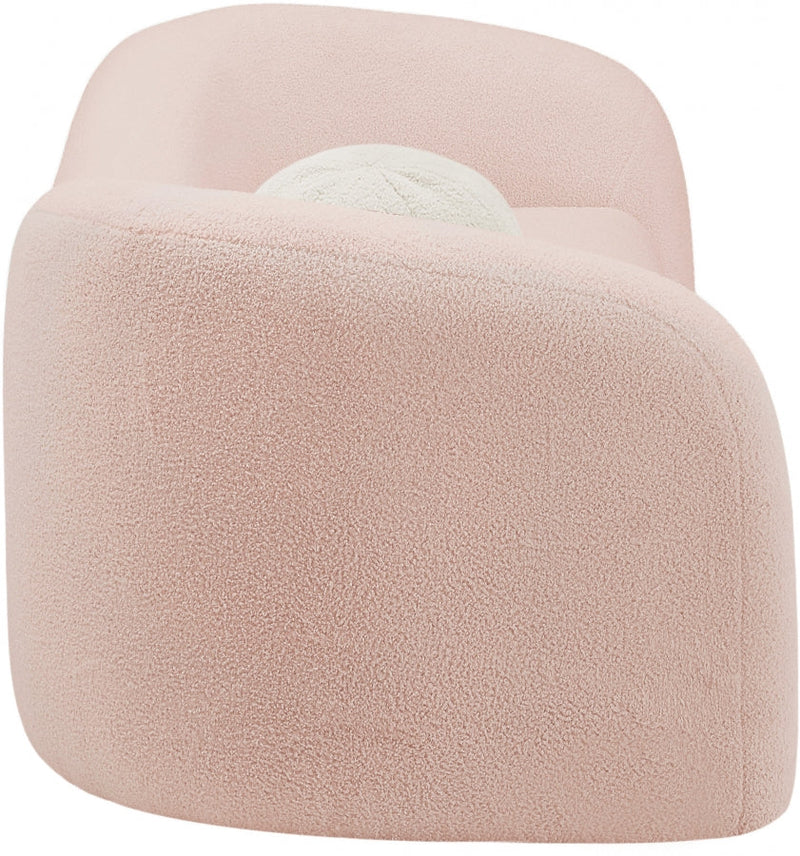 Kali 86" Faux Shearling Teddy Fabric Upholstered Sofa in Pink - 186Pink-S