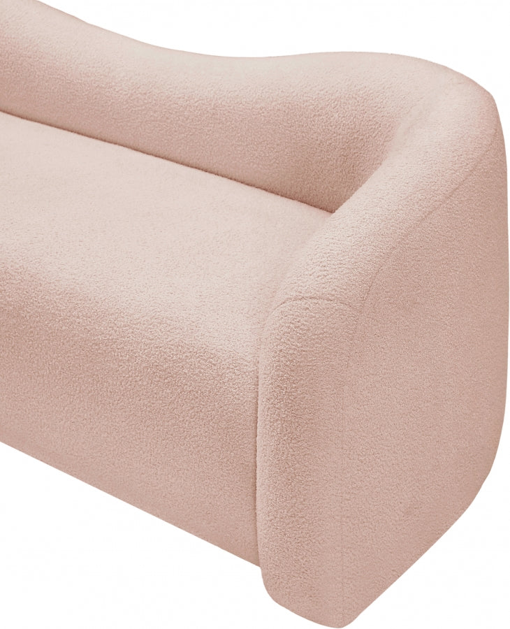 Kali 86" Faux Shearling Teddy Fabric Upholstered Sofa in Pink - 186Pink-S