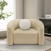 Kali Faux Shearling Teddy Fabric Upholstered Chair in Beige - 186Beige-C