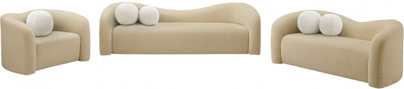 Kali Faux Shearling Teddy Fabric Upholstered Chair in Beige - 186Beige-C
