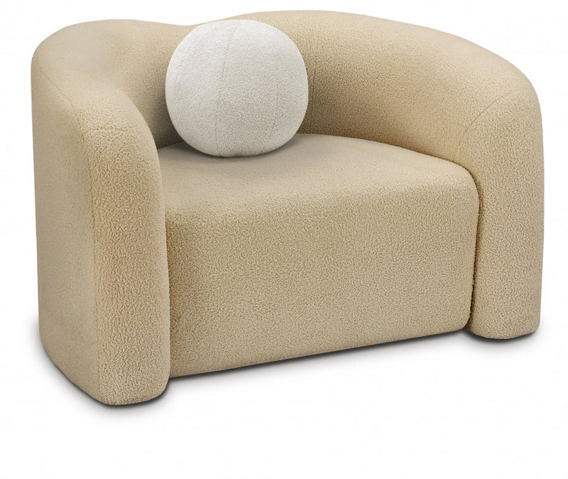Kali Faux Shearling Teddy Fabric Upholstered Chair in Beige - 186Beige-C