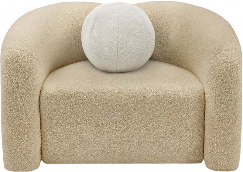 Kali Faux Shearling Teddy Fabric Upholstered Chair in Beige - 186Beige-C
