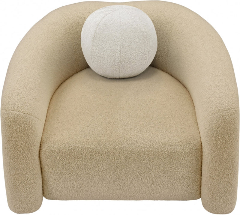 Kali Faux Shearling Teddy Fabric Upholstered Chair in Beige - 186Beige-C