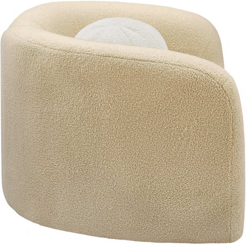 Kali Faux Shearling Teddy Fabric Upholstered Chair in Beige - 186Beige-C