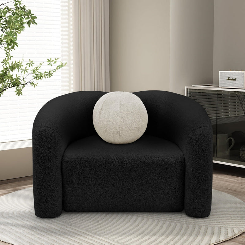 Kali Faux Shearling Teddy Fabric Upholstered Chair in Black - 186Black-C