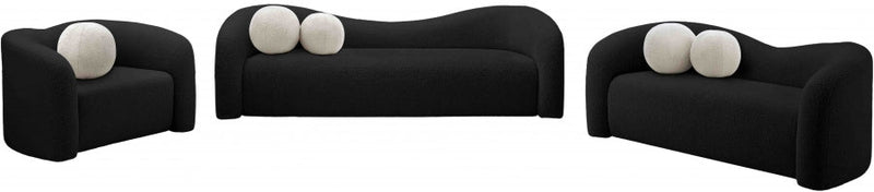 Kali Faux Shearling Teddy Fabric Upholstered Chair in Black - 186Black-C