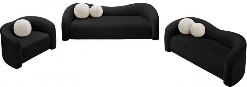 Kali Faux Shearling Teddy Fabric Upholstered Chair in Black - 186Black-C