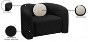 Kali Faux Shearling Teddy Fabric Upholstered Chair in Black - 186Black-C