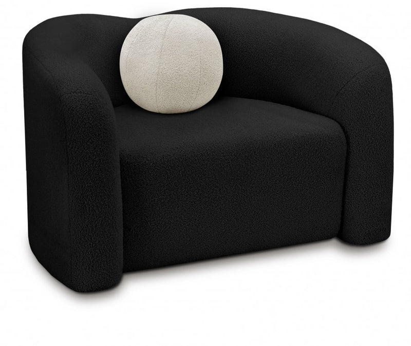 Kali Faux Shearling Teddy Fabric Upholstered Chair in Black - 186Black-C