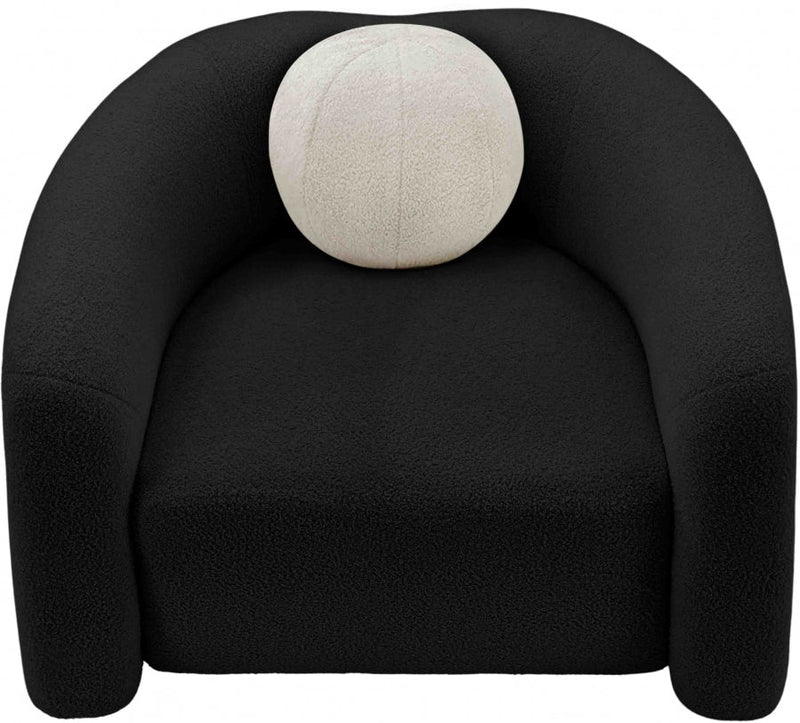 Kali Faux Shearling Teddy Fabric Upholstered Chair in Black - 186Black-C