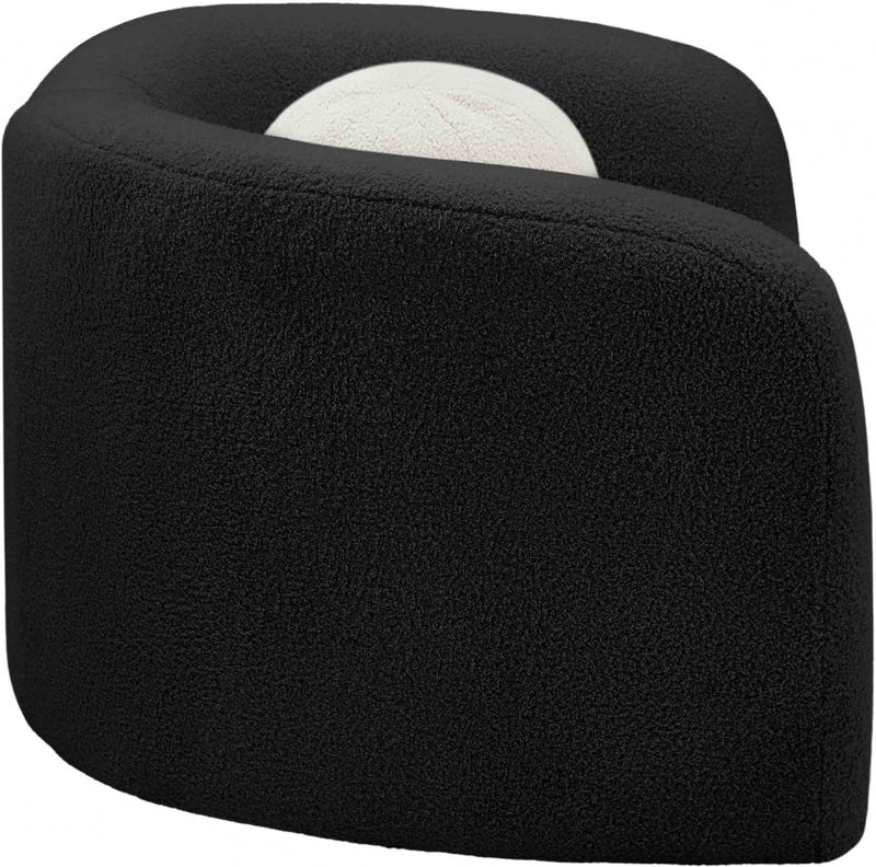 Kali Faux Shearling Teddy Fabric Upholstered Chair in Black - 186Black-C