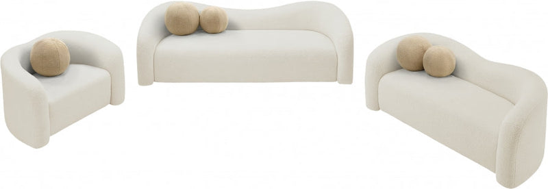 Kali Faux Shearling Teddy Fabric Upholstered Chair in Cream - 186Cream-C