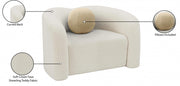 Kali Faux Shearling Teddy Fabric Upholstered Chair in Cream - 186Cream-C