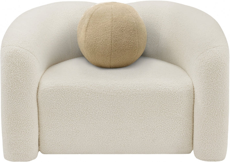 Kali Faux Shearling Teddy Fabric Upholstered Chair in Cream - 186Cream-C