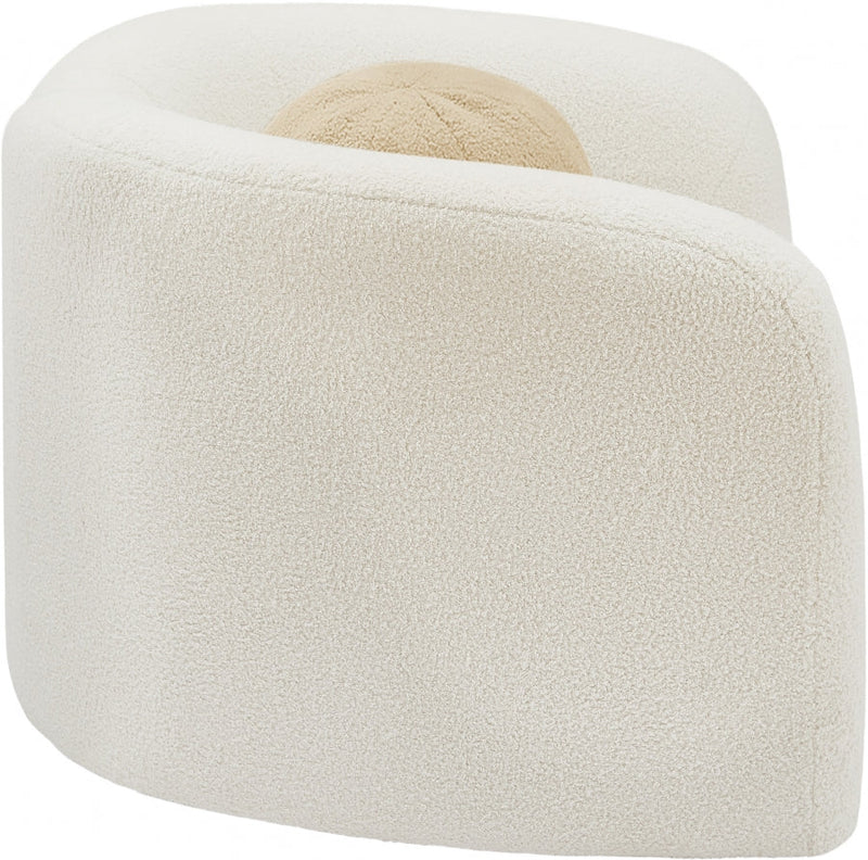 Kali Faux Shearling Teddy Fabric Upholstered Chair in Cream - 186Cream-C