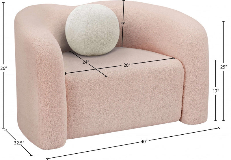 Kali Faux Shearling Teddy Fabric Upholstered Chair in Pink - 186Pink-C