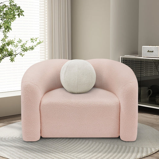 Kali Faux Shearling Teddy Fabric Upholstered Chair in Pink - 186Pink-C