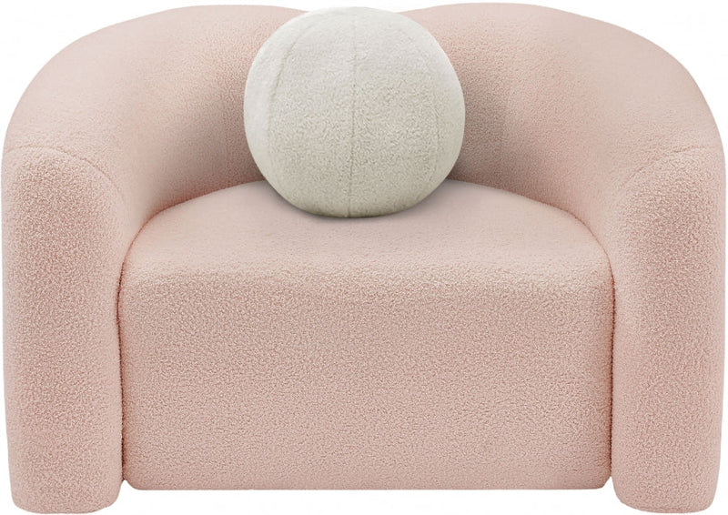 Kali Faux Shearling Teddy Fabric Upholstered Chair in Pink - 186Pink-C