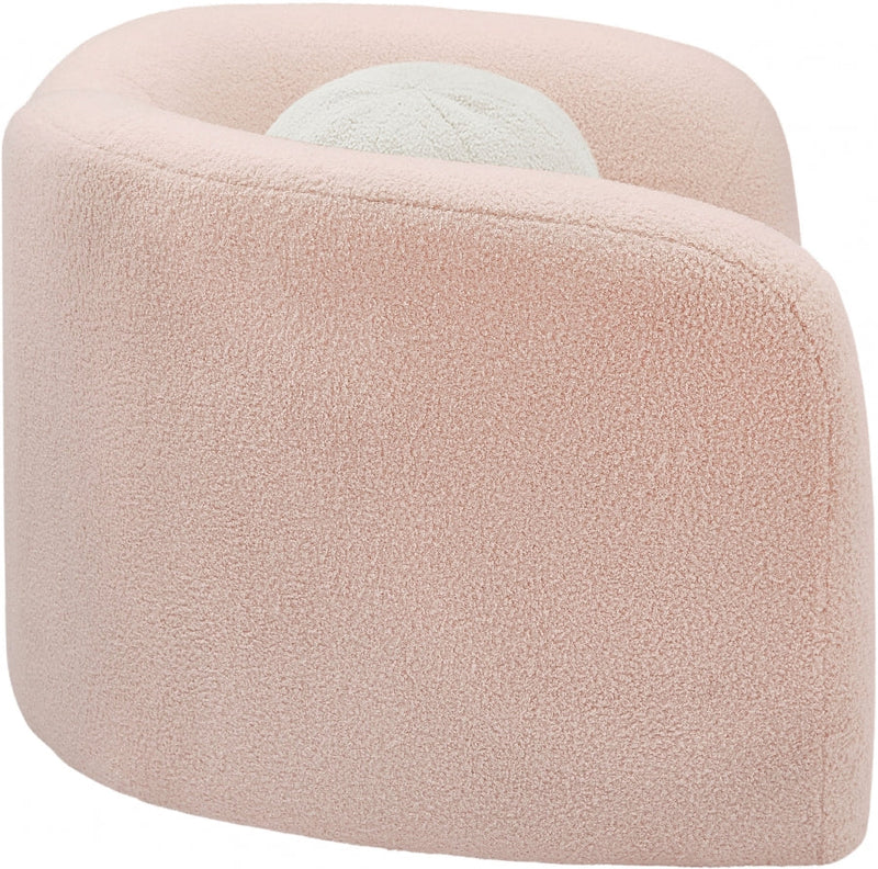 Kali Faux Shearling Teddy Fabric Upholstered Chair in Pink - 186Pink-C
