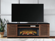 Kallari Warm Brown/Black 84" TV Stand with Electric Fireplace - W737W1