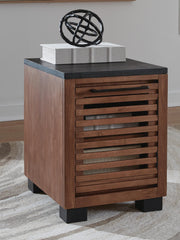 Kallari Warm Brown/Black Chairside End Table - T737-7