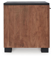 Kallari Warm Brown/Black Chairside End Table - T737-7