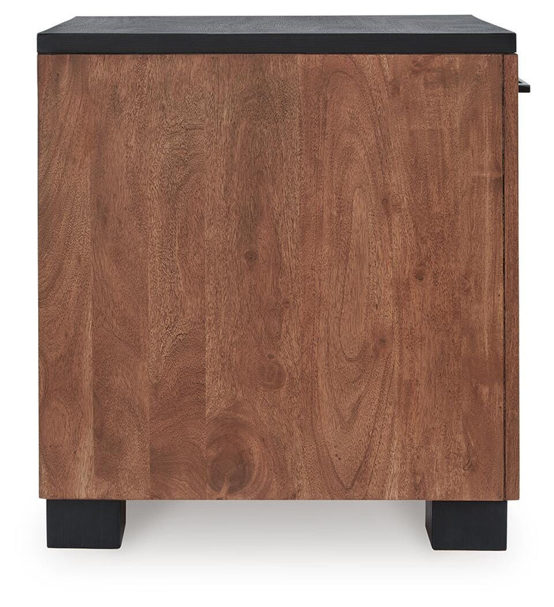 Kallari Warm Brown/Black Chairside End Table - T737-7
