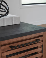 Kallari Warm Brown/Black Chairside End Table - T737-7