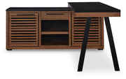 Kallari Warm Brown/Black Credenza with Desk Return - H737H1