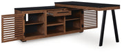 Kallari Warm Brown/Black Credenza with Desk Return - H737H1