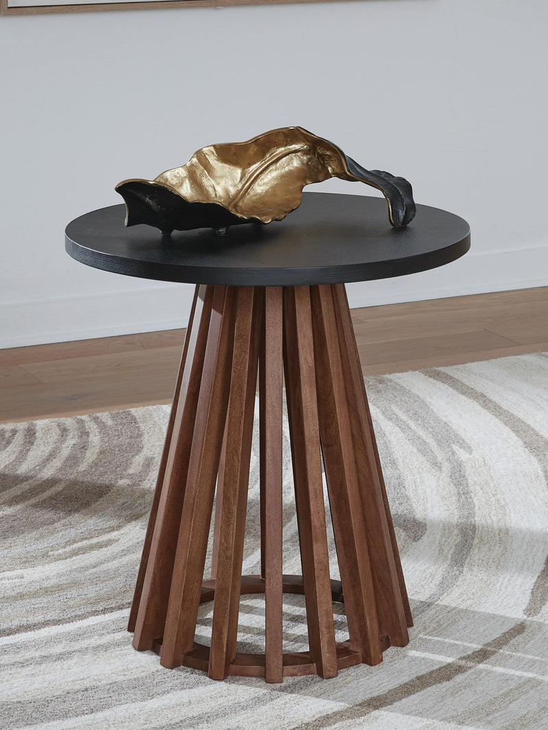 Kallari Warm Brown/Black End Table - T737-6