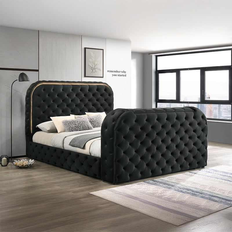 Kana Eastern King Bed w/LED, Fireplace & TV Stand - BD03121EK