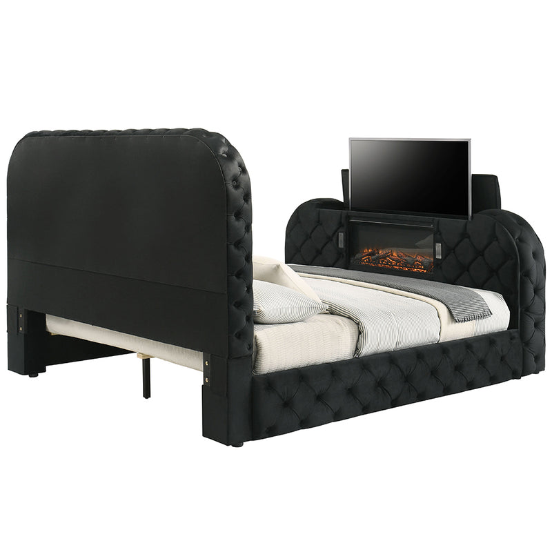 Kana Eastern King Bed w/LED, Fireplace & TV Stand - BD03121EK
