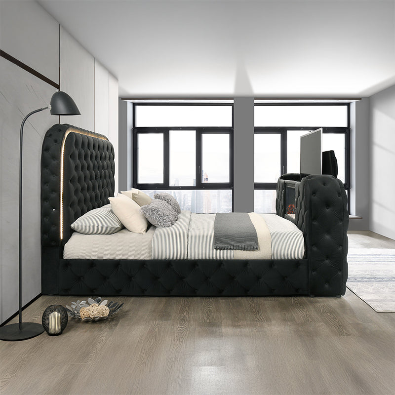 Kana Eastern King Bed w/LED, Fireplace & TV Stand - BD03121EK