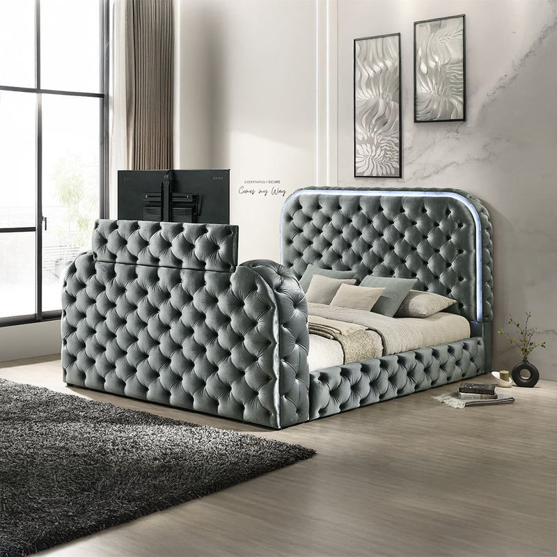 Kana Eastern King Bed w/LED, Fireplace & TV Stand - BD05071EK