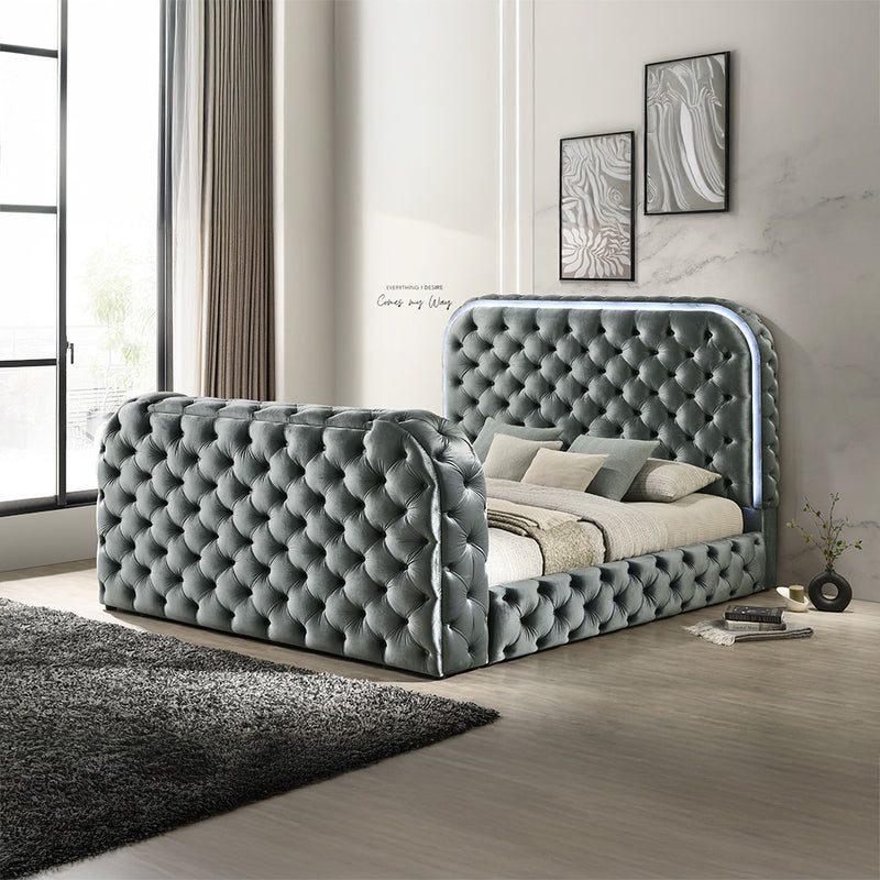 Kana Queen Bed w/LED, Fireplace & TV Stand - BD05072Q