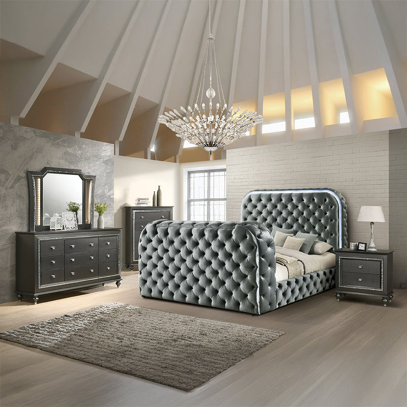 Kana Queen Bed w/LED, Fireplace & TV Stand - BD05072Q