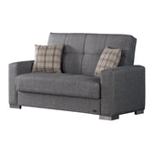 Kansas 65 in. Convertible Sleeper Loveseat in Grey with Storage - Gate FurnitureLoveseat