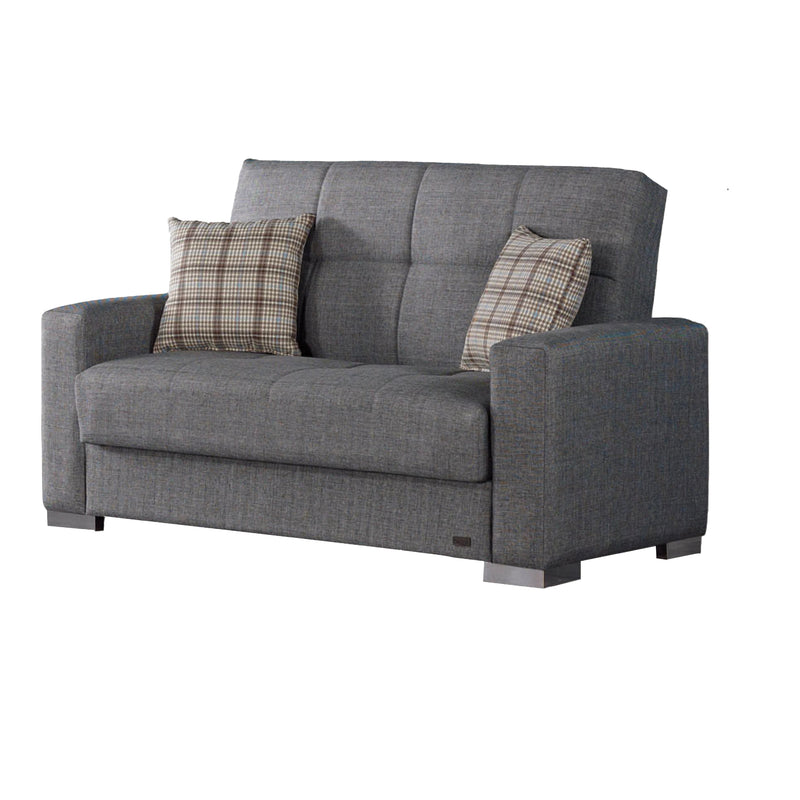 Kansas 65 in. Convertible Sleeper Loveseat in Grey with Storage - Gate FurnitureLoveseat