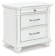 Kanwyn Queen Panel Bed with Mirrored Dresser and 2 Nightstands in Whitewash - PKG007937
