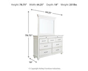 Kanwyn Queen Panel Bed with Storage with Mirrored Dresser in Whitewash from Ashley - Luna Furniture