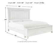 Kanwyn Queen Panel Bed with Storage with Mirrored Dresser in Whitewash from Ashley - Luna Furniture