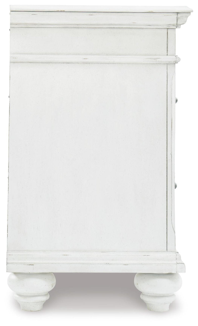 Kanwyn Whitewash King Panel Bed, Dresser, Mirror and 2 Nightstands - B777B31