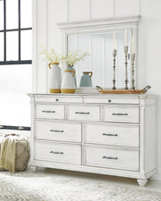 Kanwyn Whitewash King Panel Bed, Dresser, Mirror and 2 Nightstands - B777B31