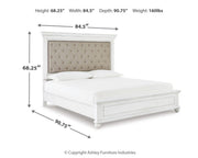 Kanwyn Whitewash King Panel Bed, Dresser, Mirror and 2 Nightstands - B777B31