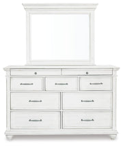 Kanwyn Whitewash King Panel Bed, Dresser, Mirror and 2 Nightstands - B777B31