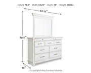 Kanwyn Whitewash King Panel Bed, Dresser, Mirror and 2 Nightstands - B777B31